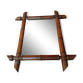 Old wooden mirror bamboo style decoration 38x45 vintage