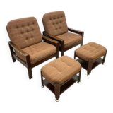 Retro armchairs with footstools, Hikor, 1970s