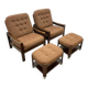 Retro armchairs with footstools, Hikor, 1970s