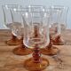 Set of 6 amber stemmed glasses
