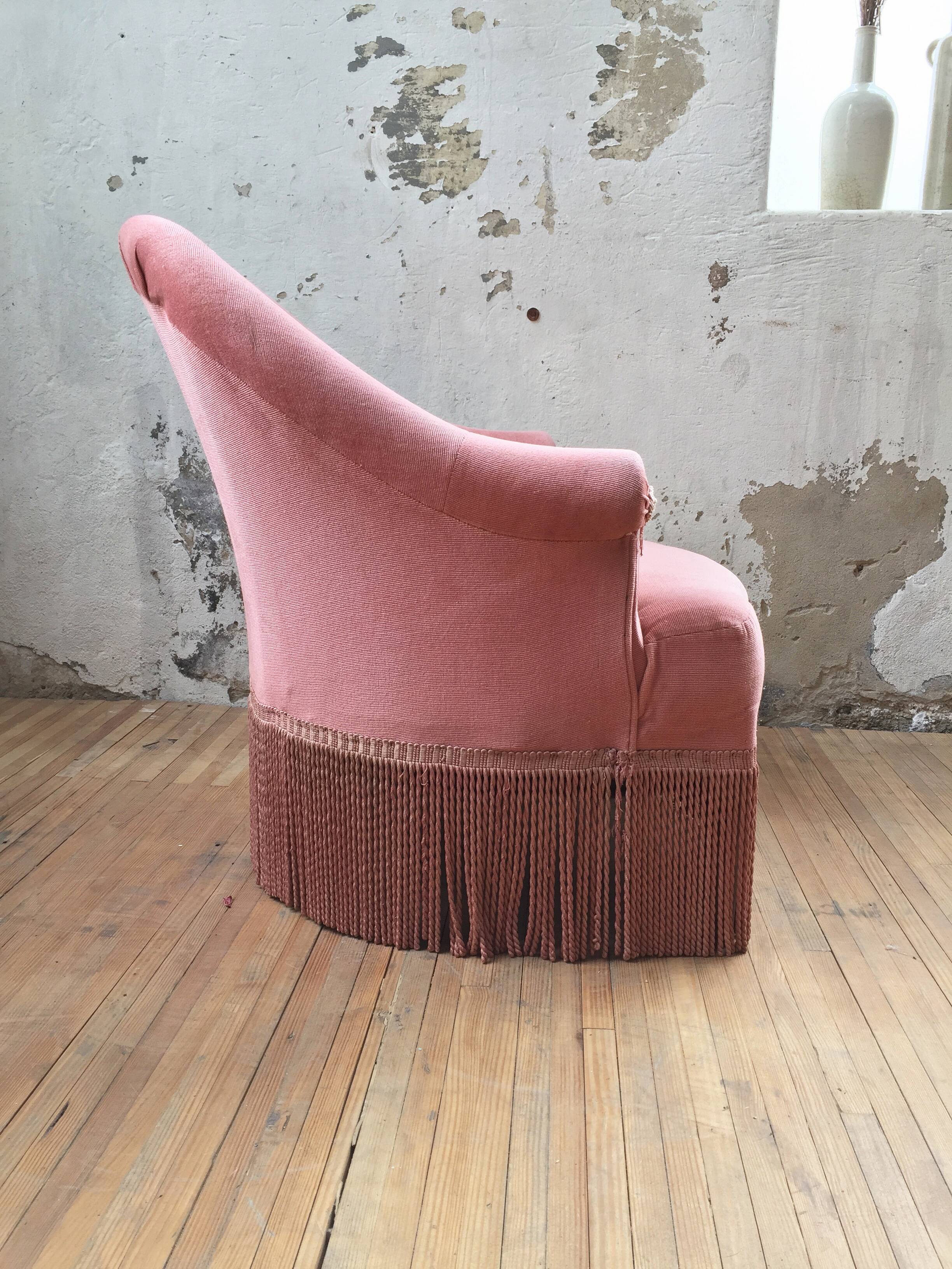 Fauteuil crapaud rose