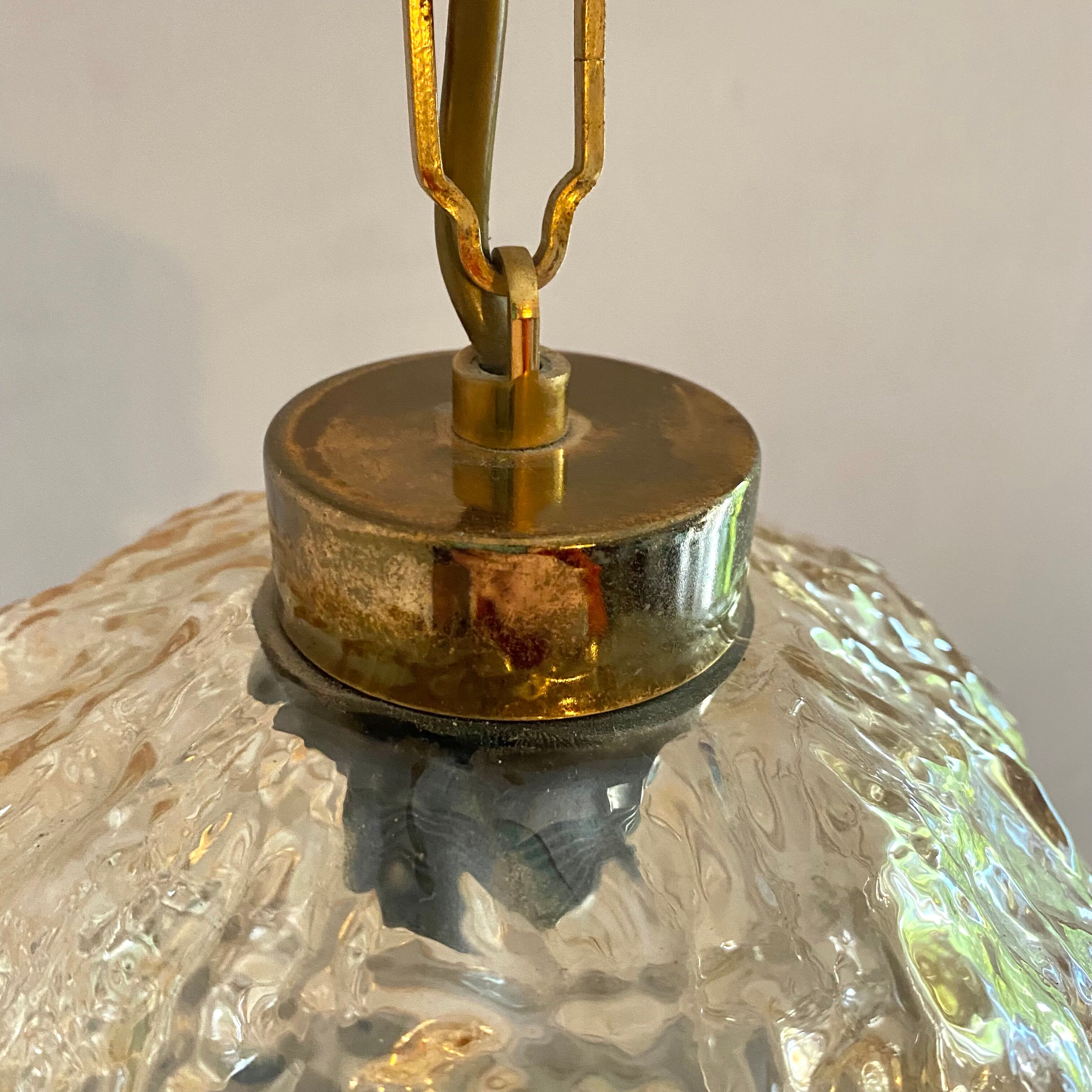 Pair of vintage amber glass pendant lamps