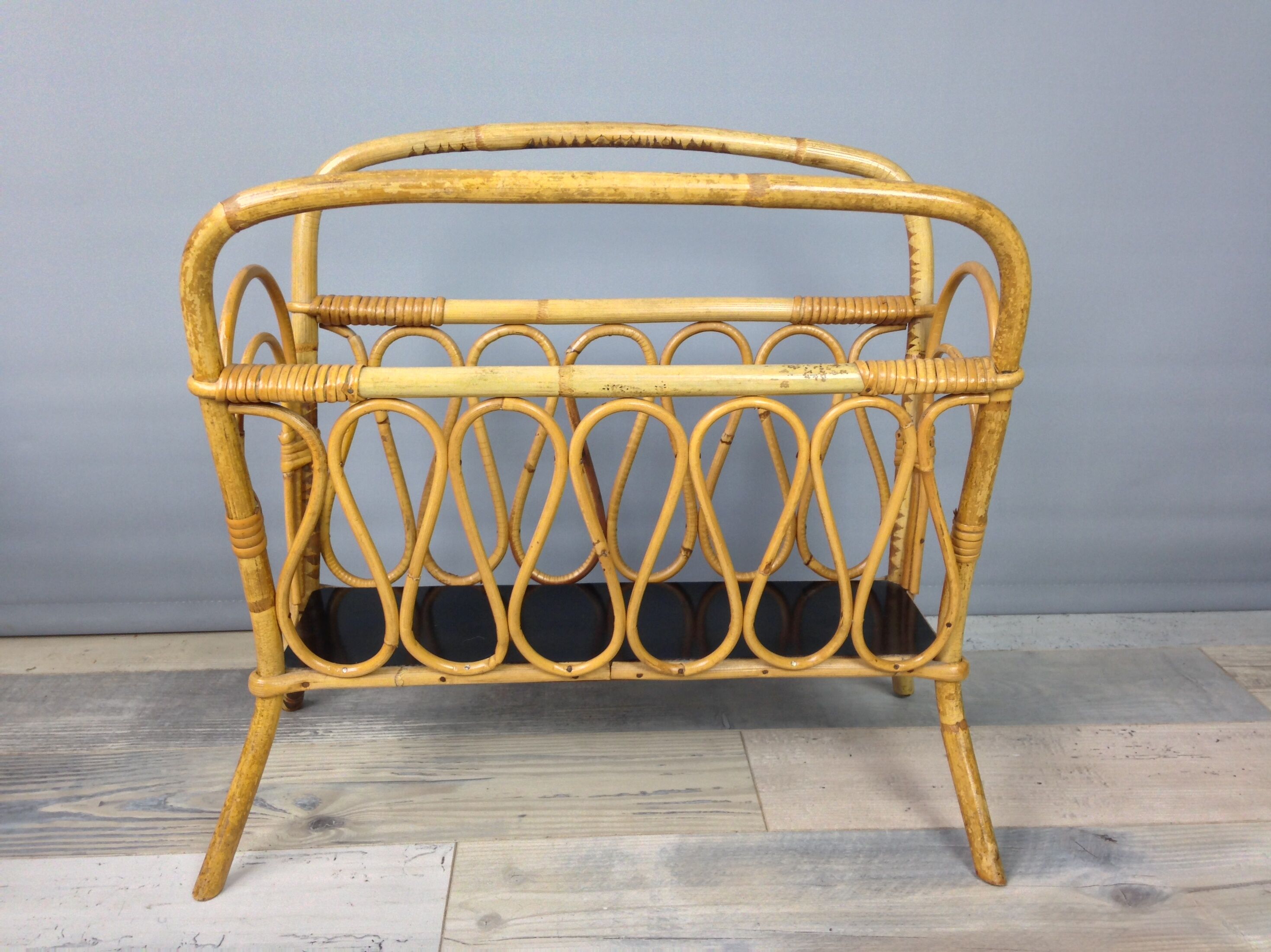 60s magazine holders in rattan and black formica