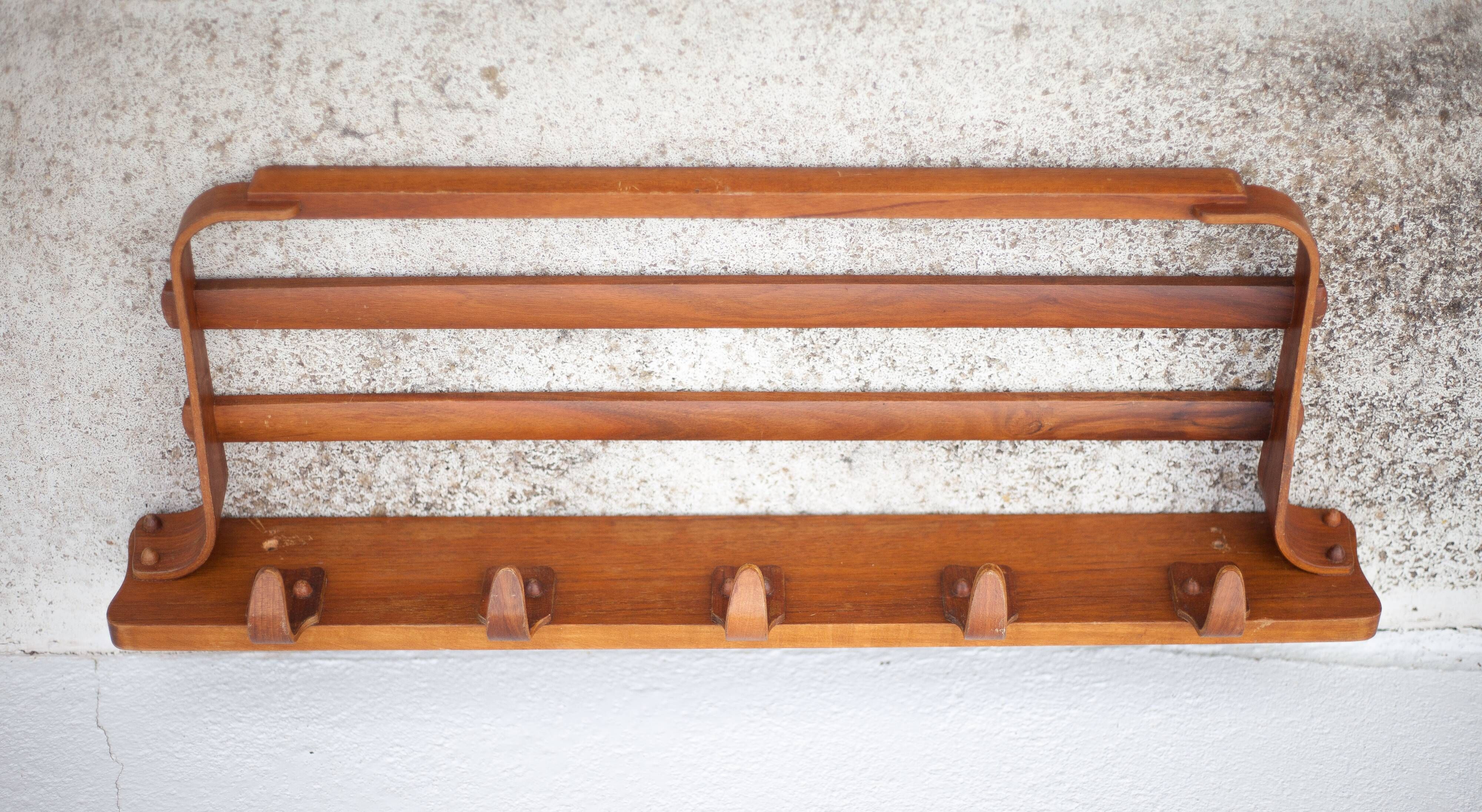German wooden coat rack attributed to Bruno Paul, vintage coat rack, wall coat rack, woode