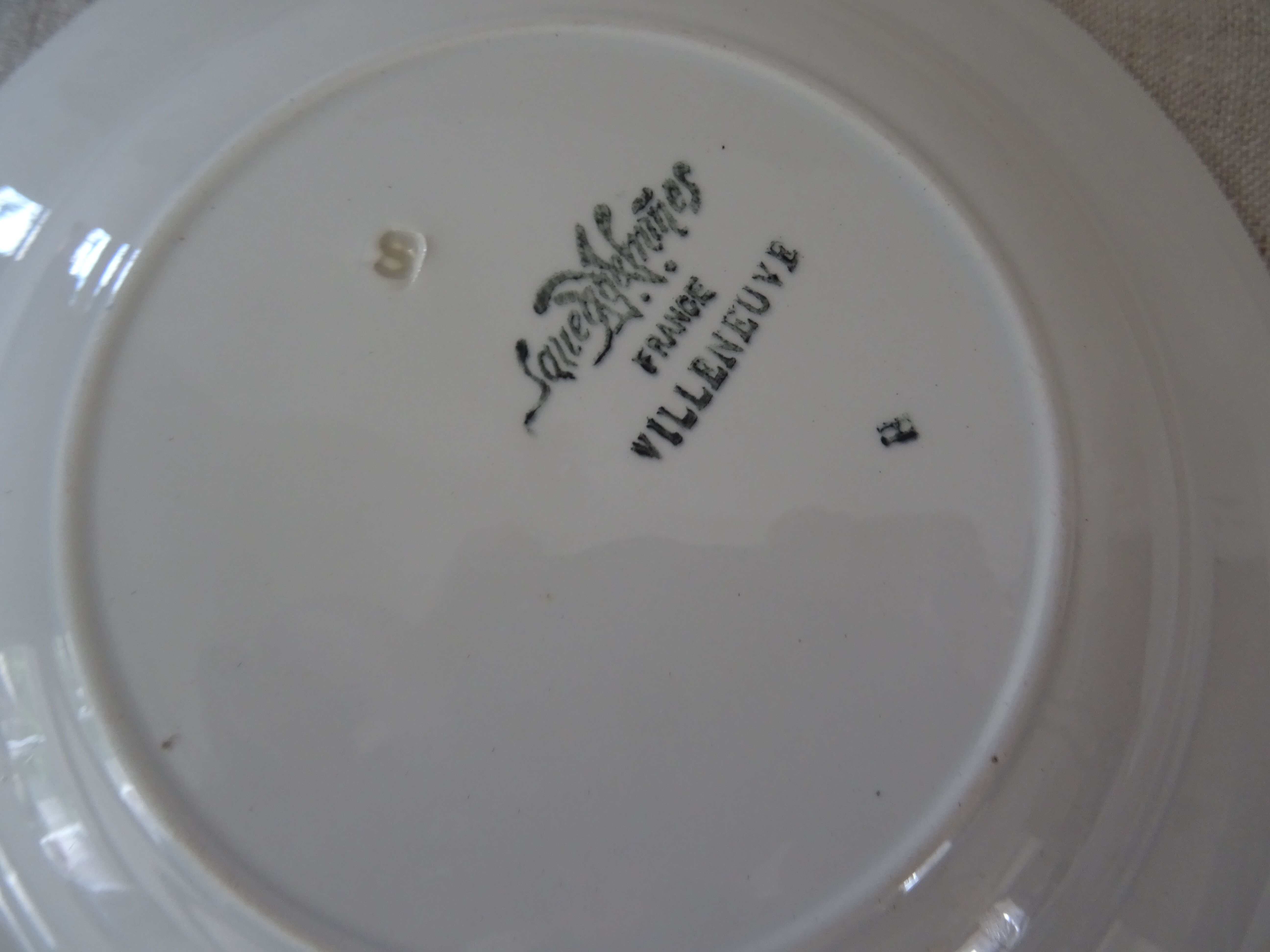 3 Plates faience old Sarreguemines Villeneuve blue décor