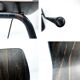 Lot de 2 chaises vintage Pagholz assise brun foncé piètement métal noir Wes
