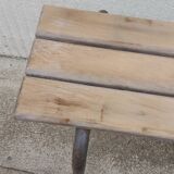 Wooden and vintage metal school bench