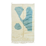 Modern sky blue and white Mrirt Moroccan rug