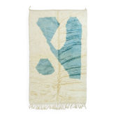 Modern sky blue and white Mrirt Moroccan rug
