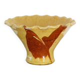 Bol ancien français en terre cuite à glaçure jaune