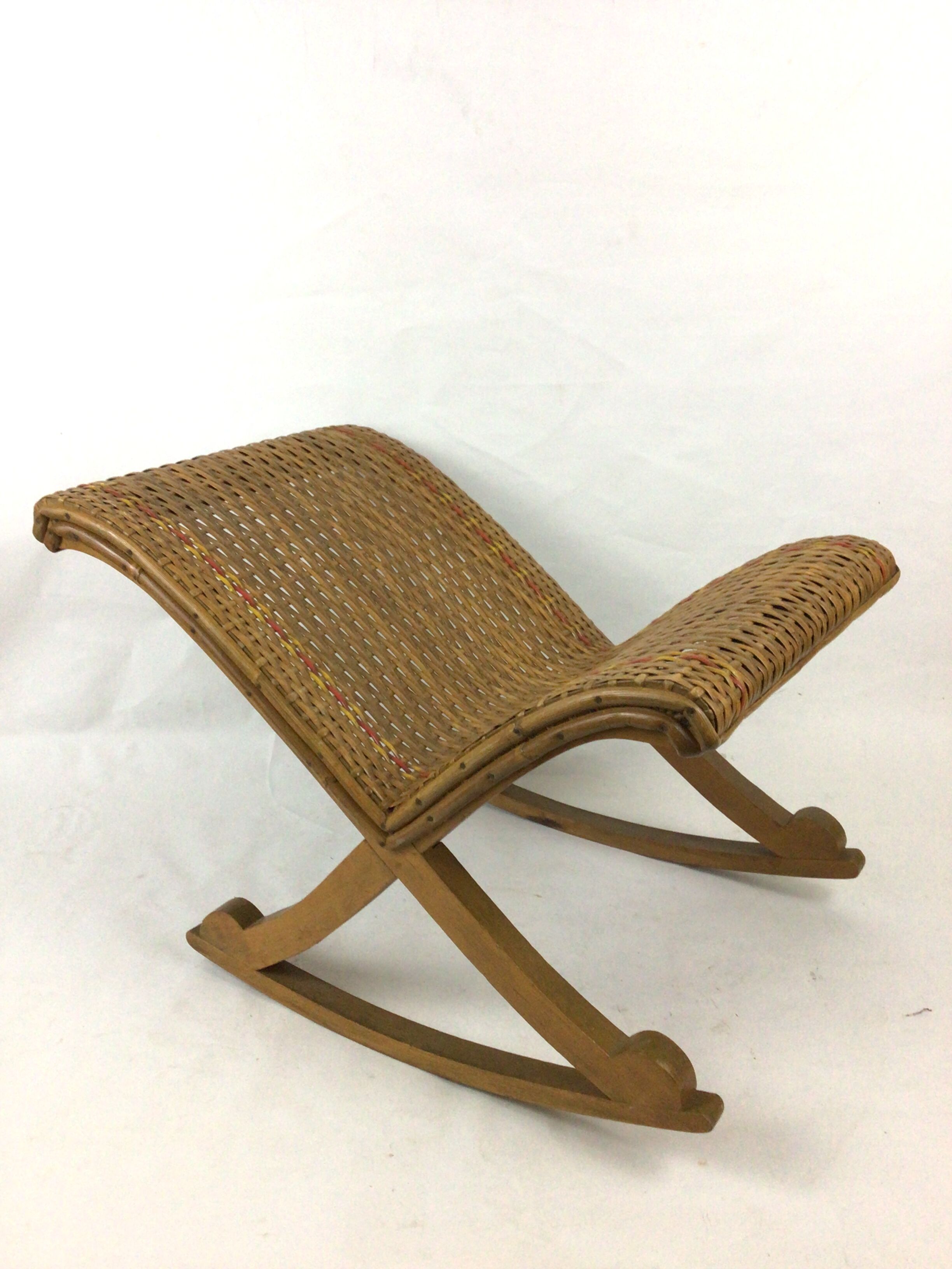 Vintage rattan rocking footrest