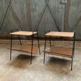 Pair of Raoul Guys Wicker Magazine Racks Circa 195