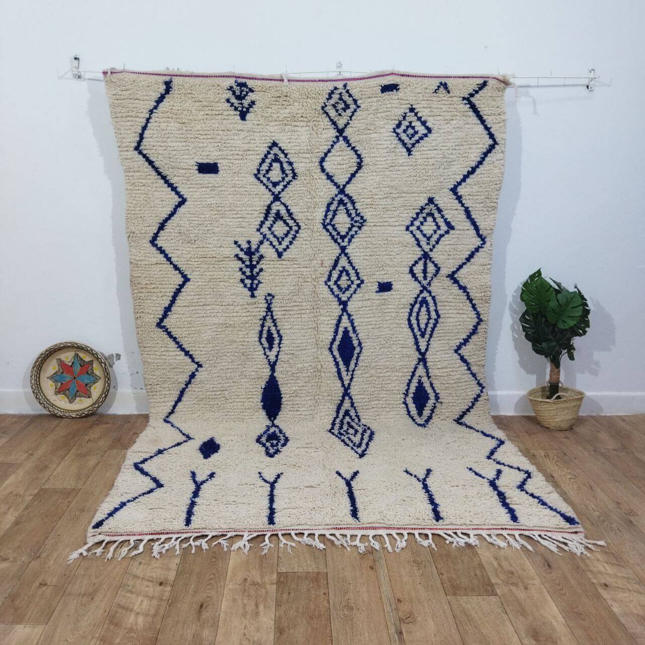 Azilal Vintage Rug 276x180 cm - Blue Geometric Patterns