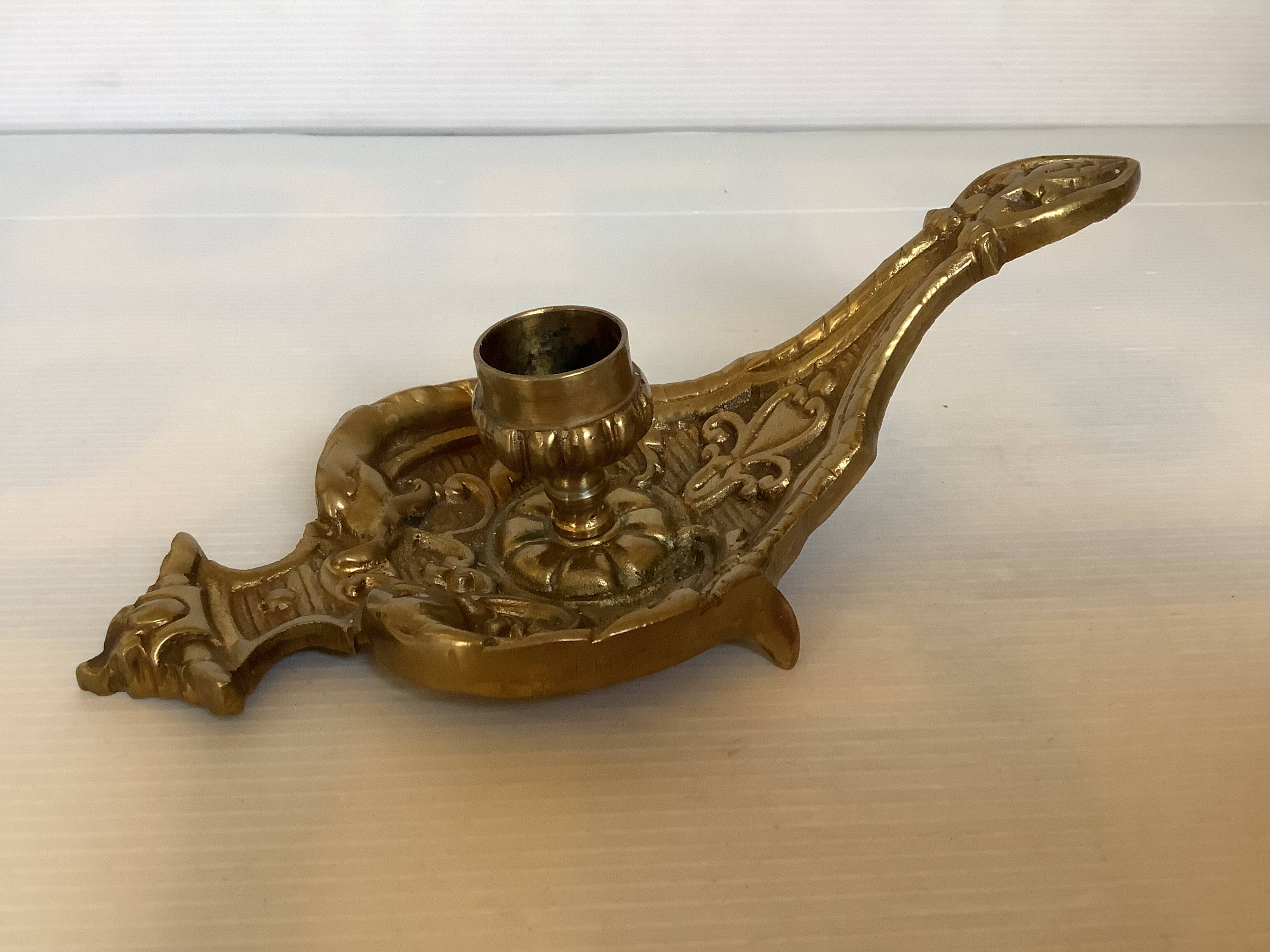Cave rat brass candle holder