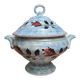 Antique Gien soup tureen with blue thistle decoration, ironstone.