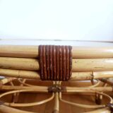 Table basse en rotin vintage 1970