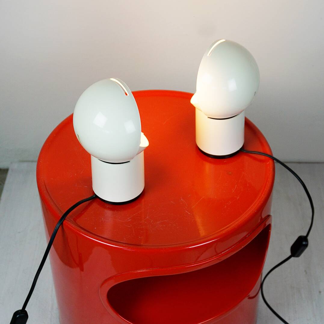 White Italian "Space Age Asteroidi" Table Lamps by Siberin Caronno