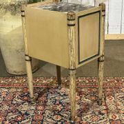 Beech bedside table painted with a marble top in Louis XVI style from the late 19th century.