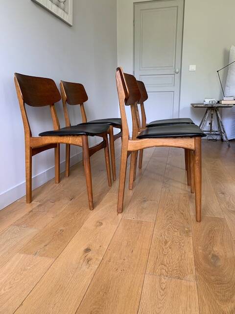 4 Danish chairs in oak and teak, 1960s