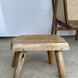 Small side table or stool in four-legged blond teak H:30 L43 l30