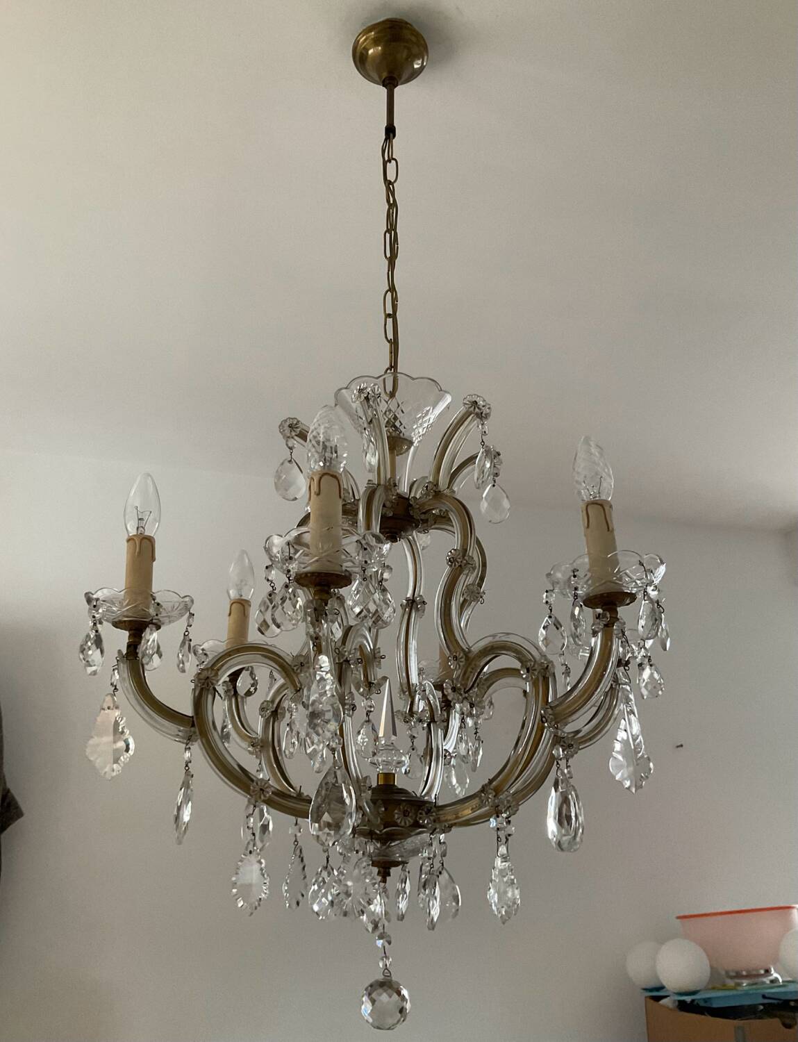 Old Venetian chandelier in crystal and bronze
