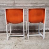 2 vintage orange Gautier monocoque chairs from 1960