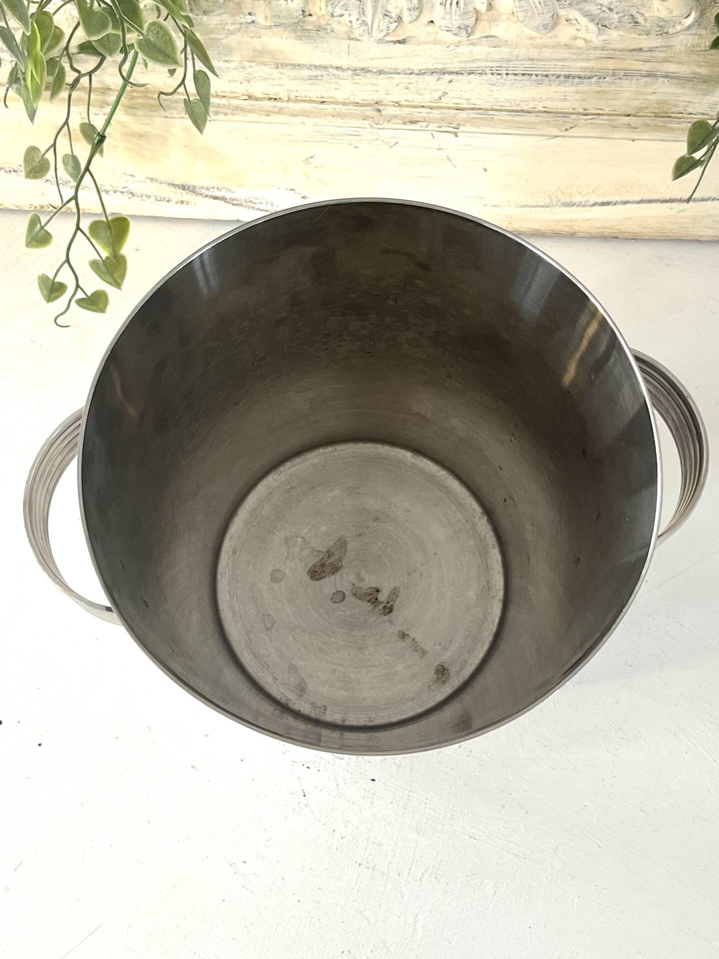 Art Deco Champagne Ice Bucket, Vintage French Chromed Stainless Steel