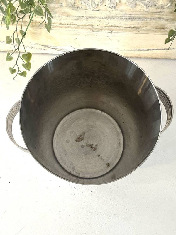 Seau à champagne Art Déco, vintage en acier inoxydable chromé français