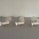 Set of 3 semi-transparent glass and white metal wall lights, 1960, Germany