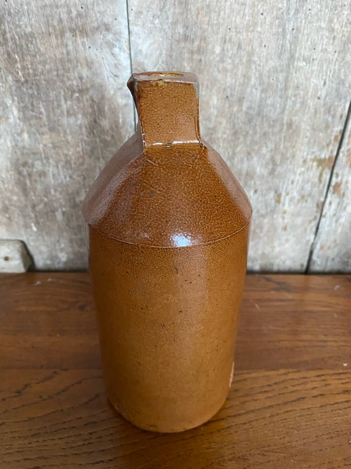 Antique Doulton Lambeth Brown Salt Stoneware Bottle Square Base 1860