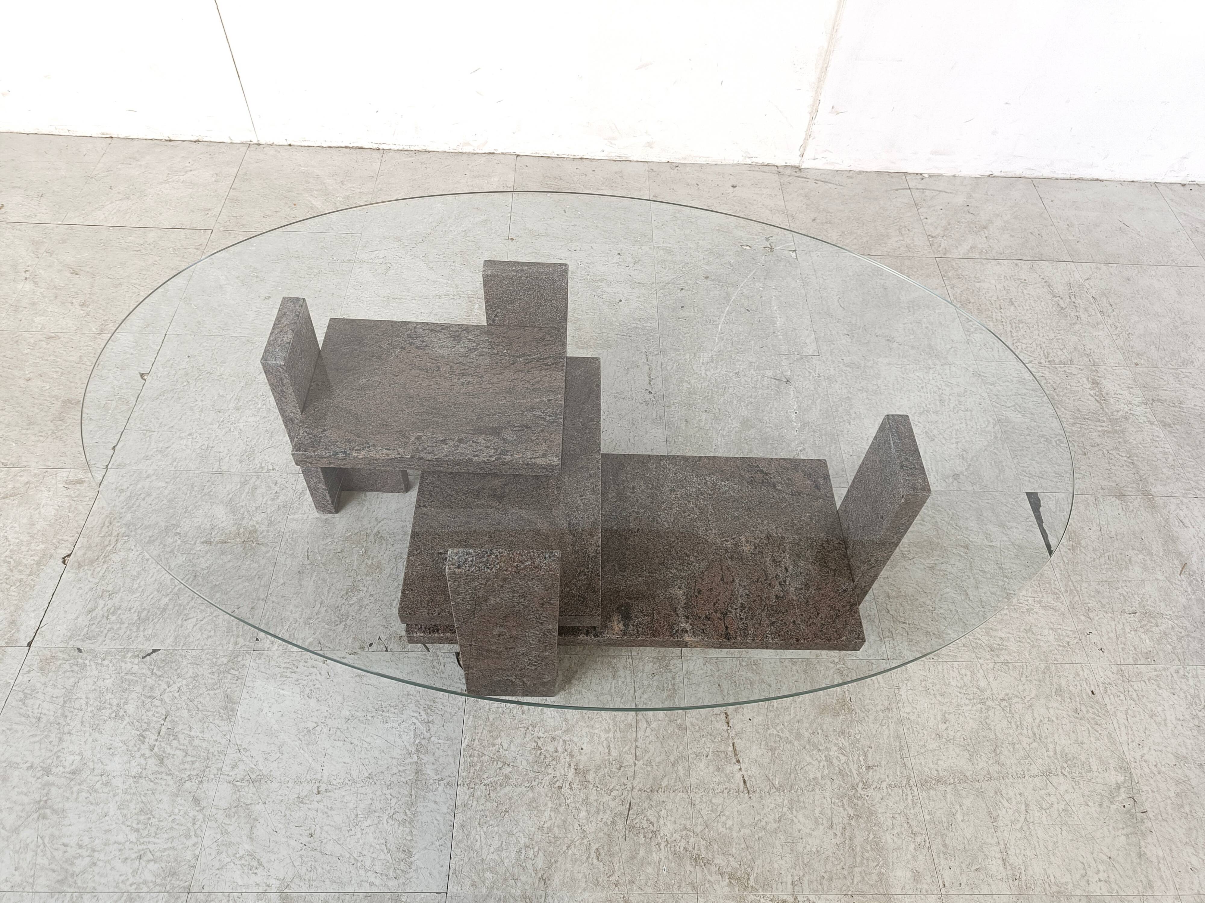 Vintage granite coffee table by Willy Ballez, 1970s