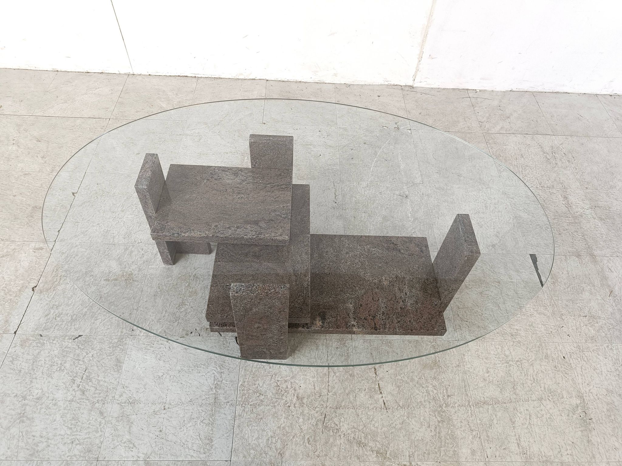 Table basse vintage en granit par Willy Ballez, 1970