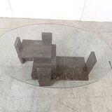 Vintage granite coffee table by Willy Ballez, 1970s