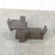 Table basse vintage en granit par Willy Ballez, 1970