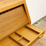 Danish Mid Century Teak Writing Cabinet, Bureau or Secretary Desk with roll top, 1960s