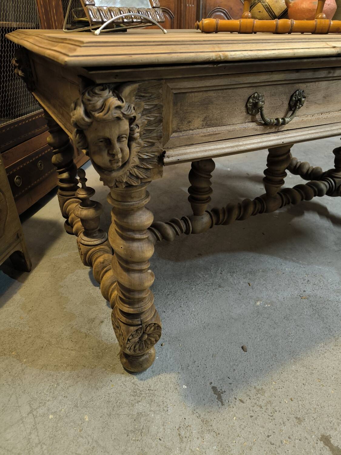 19th century desk in natural solid walnut.