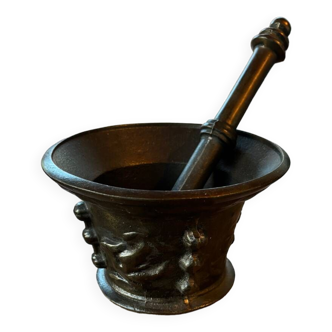 Ancient bronze mortar and pestle
