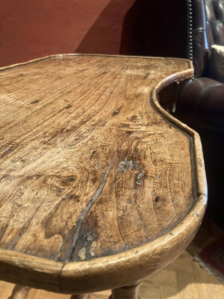 Antique 18th Century Italian Rustic Baroque Wooden Side Table with Turned Legs