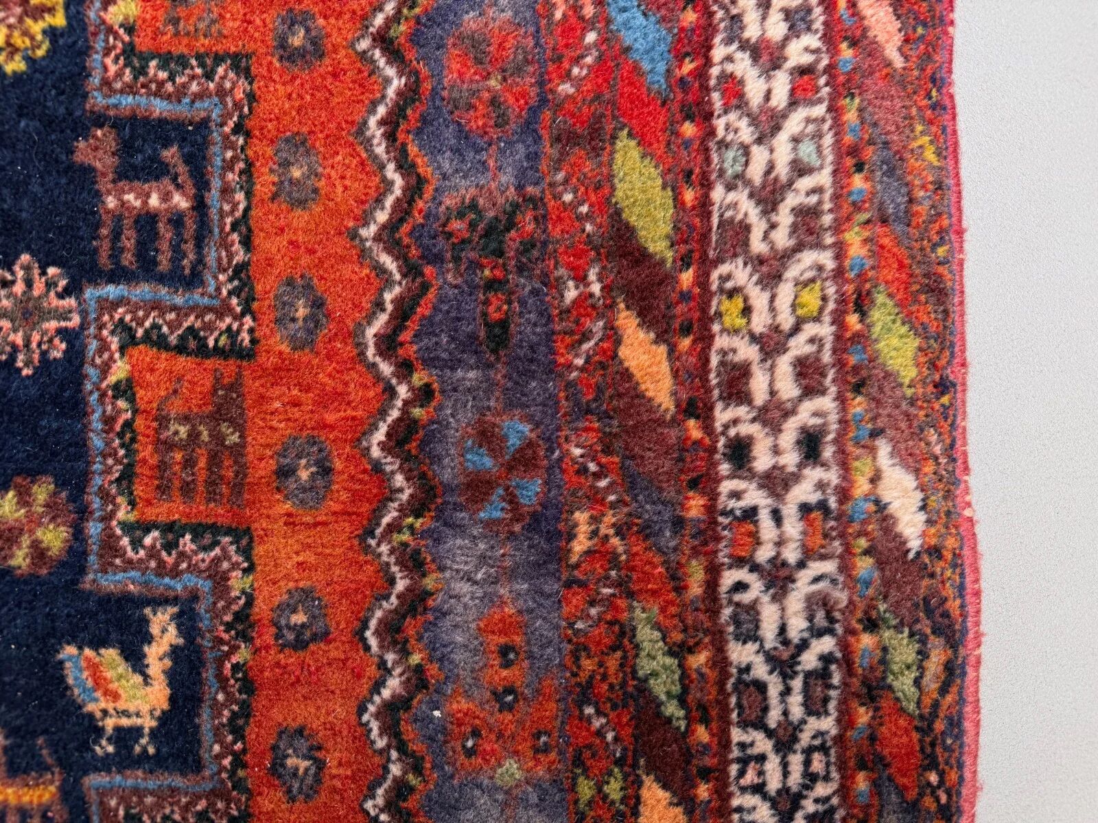 Vintage tribal rug 170x240 cm, wool oriental handmade rug large 2553