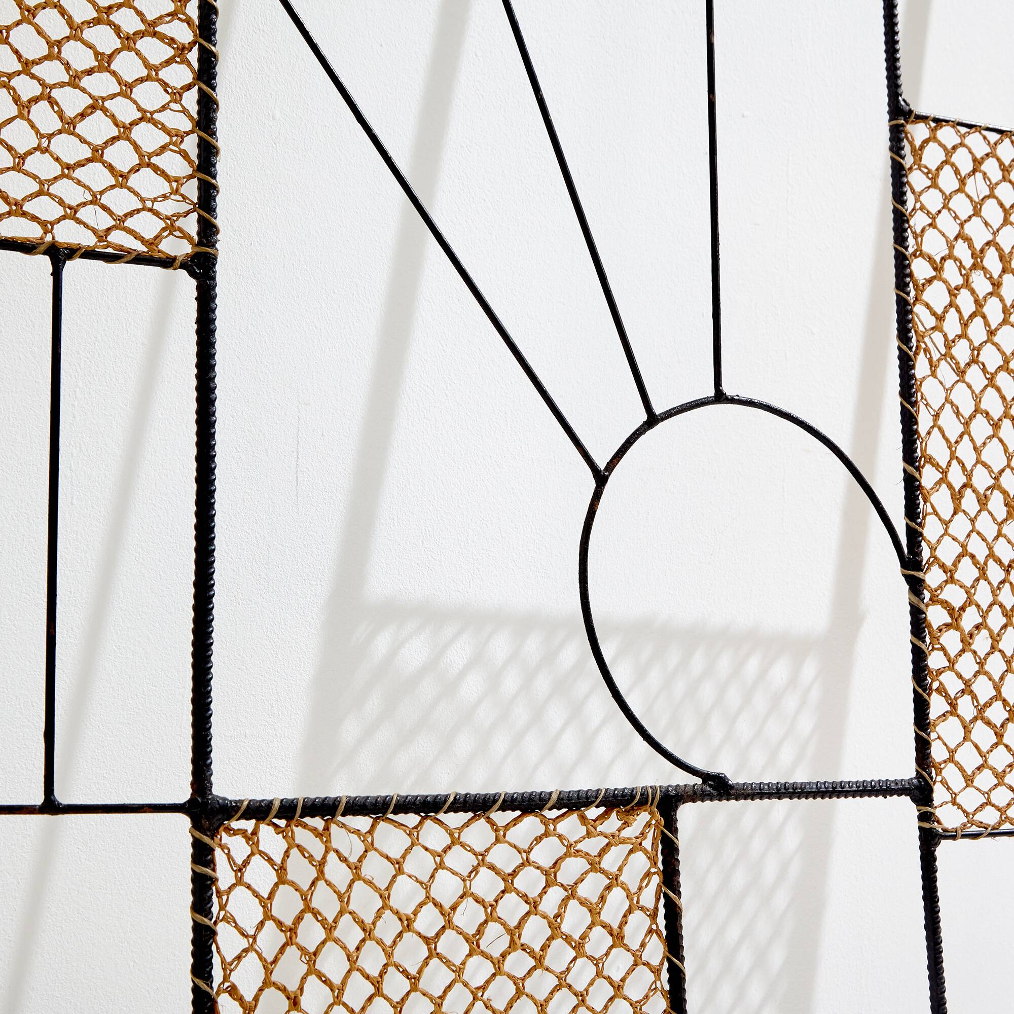 Rattan and metal coat rack