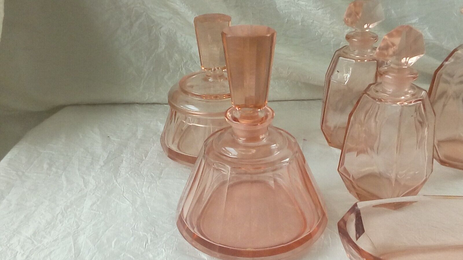 Glass dressing table filling perfume bottles powder box