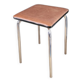 Tabouret vintage en skaï et chrome