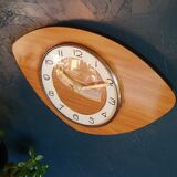 Vintage formica clock silent wall clock "Junghans mahogany"