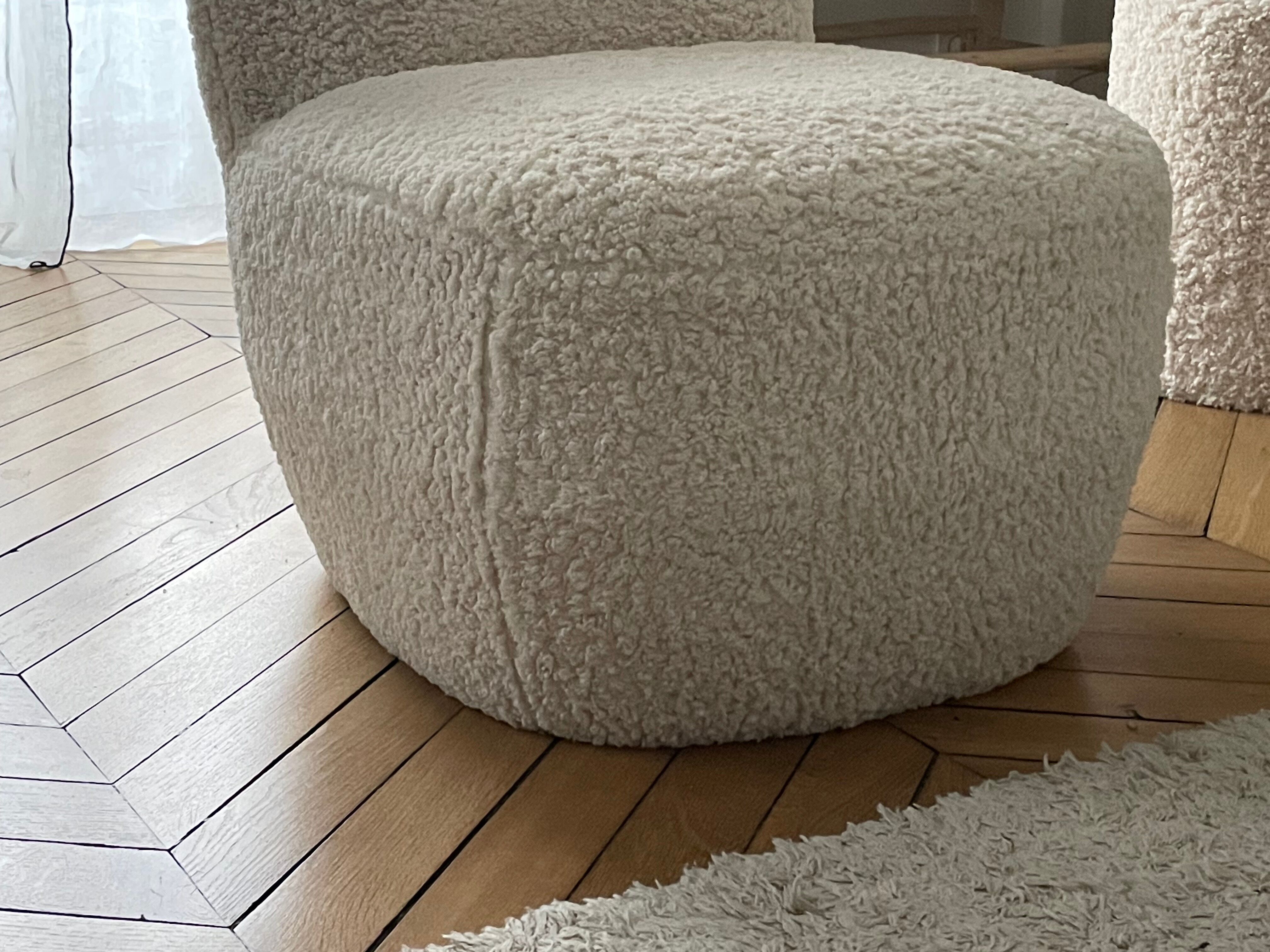 Armchair cuddly toy imitation ecru fur Eve