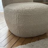 Fauteuil doudou imitation fourrure écru Eve