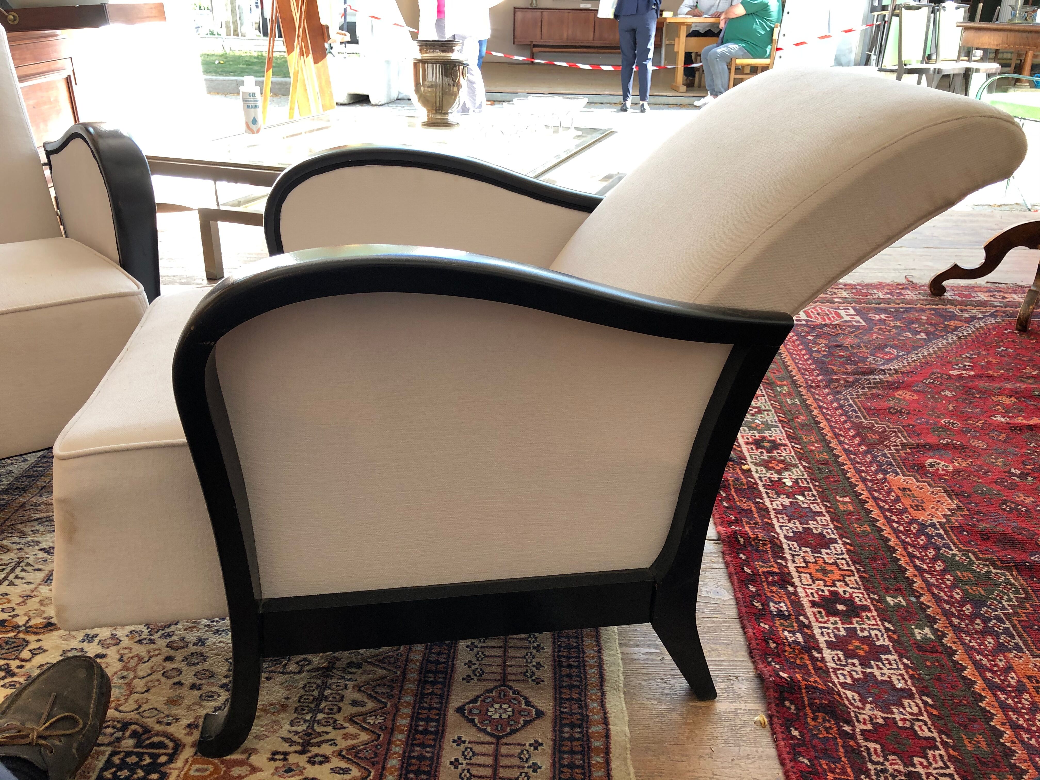 Pair of art deco armchairs with system