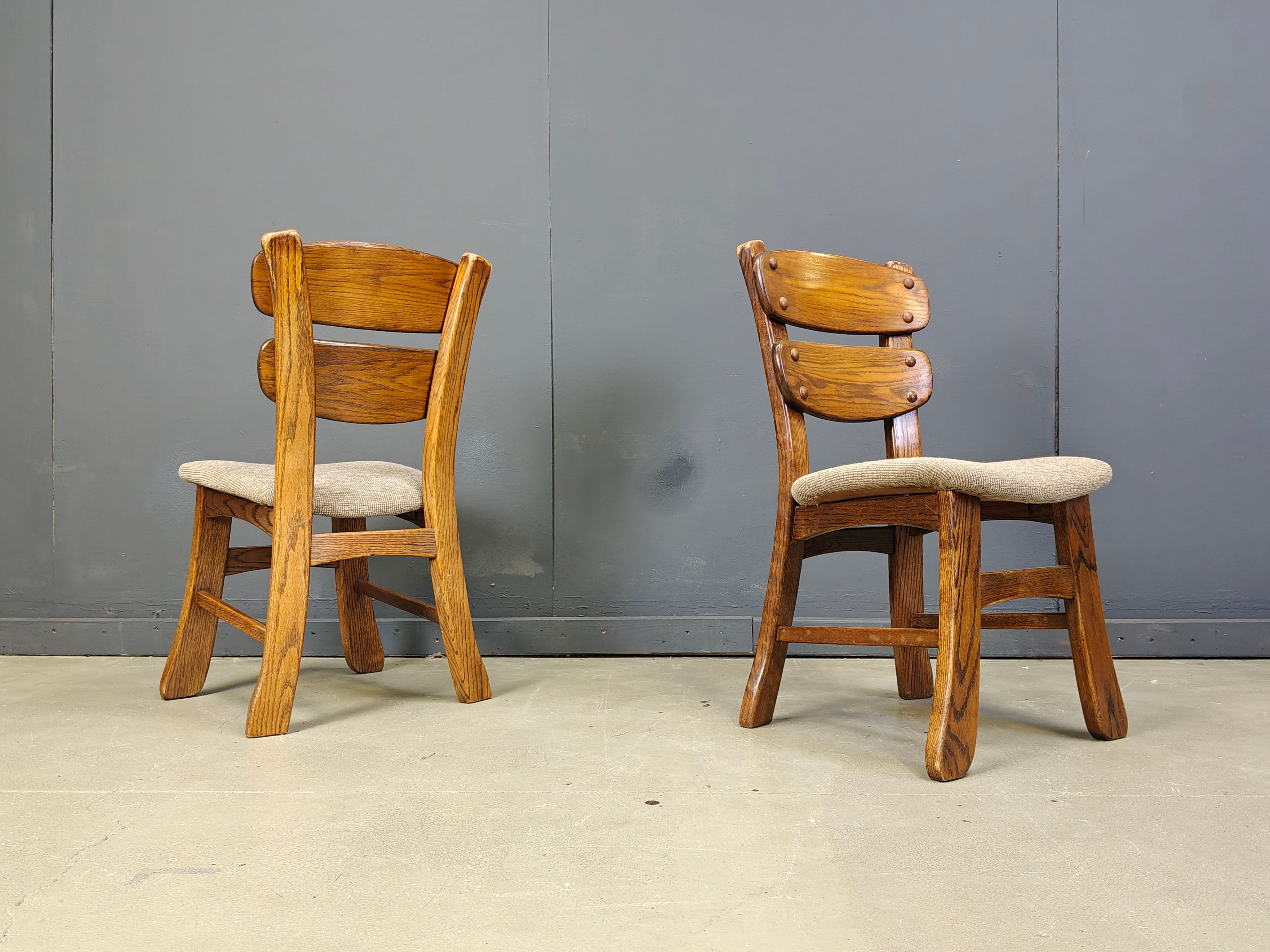 Vintage brutalist dining chairs, set of 5 - 1960s