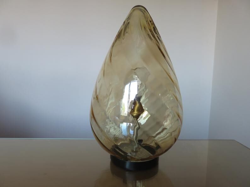 Murano glass "egg" lamp amber golden 60 70 years