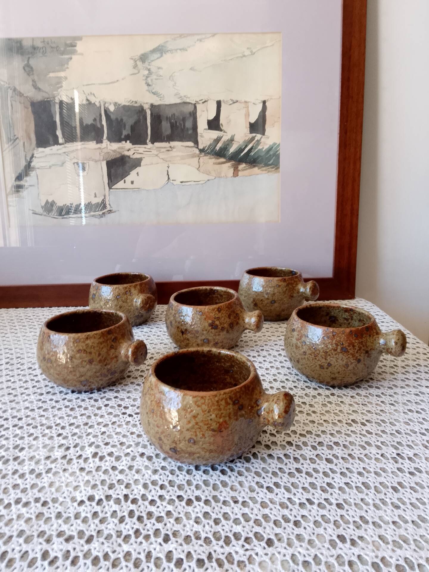 Vintage soup service in pyrite stoneware
