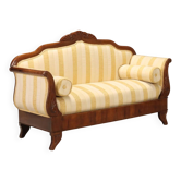 Antique walnut carved canapé, fabric, Italy, 19th century